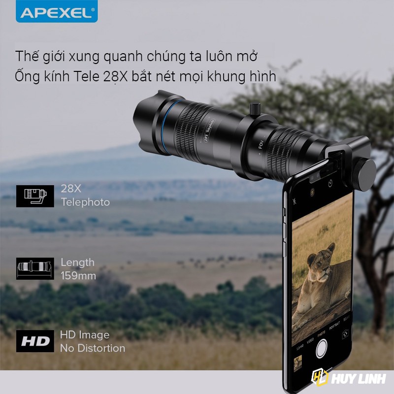 Bộ lens, ống kính tele zoom 28X HD Apexel - Dành cho mọi điện thoại