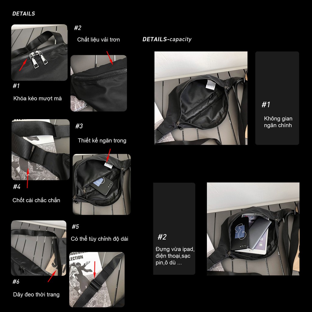 Túi bao tử kiểu đeo chéo nam nữ đựng ipad ulzzang phong cách Hàn Quốc | BigBuy360 - bigbuy360.vn