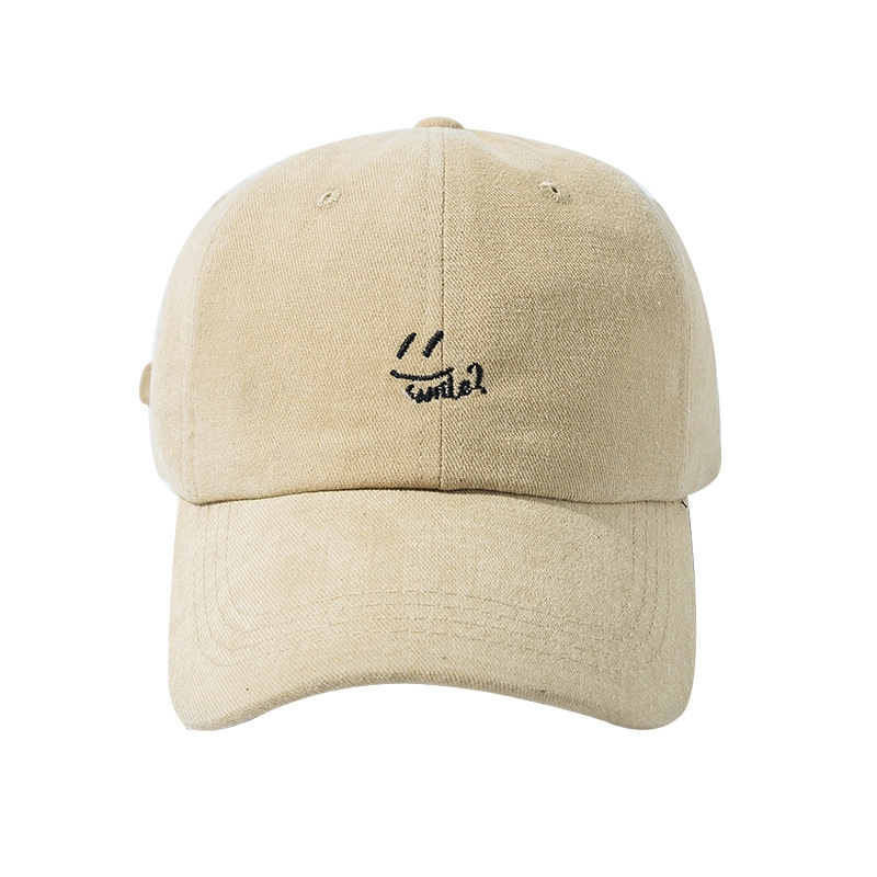 Mũ lưỡi trai thêu họa tiết mặt cười đơn giản thời trang