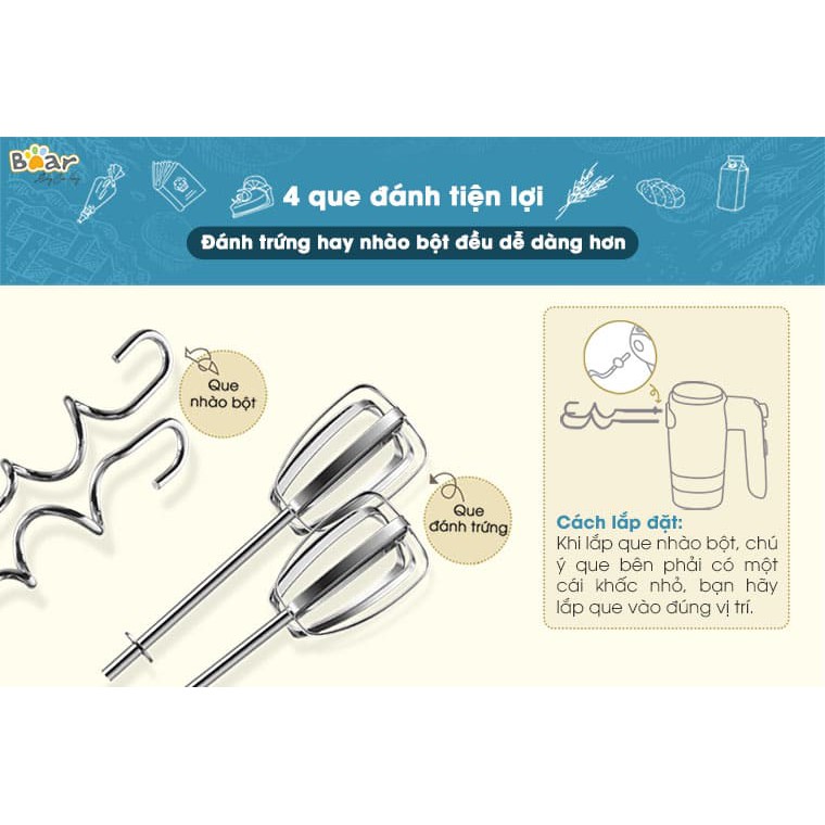 Máy đánh trứng cầm tay Bear DDQ-B02L1