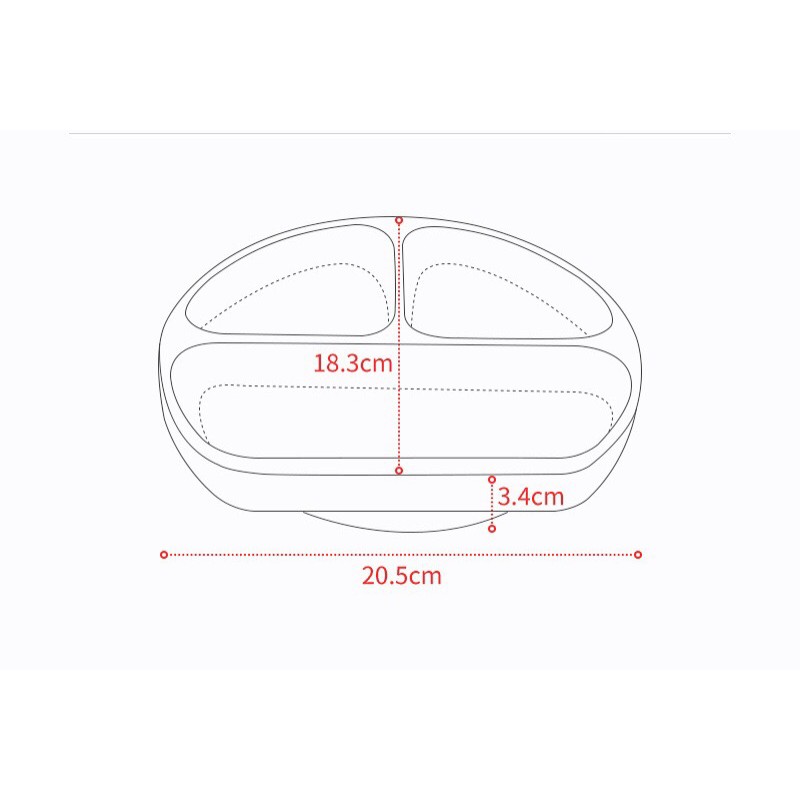 Khay ăn dặm silicon tròn 3 ngăn có đế chống trơn trượt 𝐃𝟐𝟖