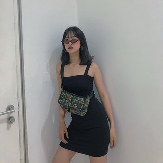 Đầm thun hai dây ôm body tôn dáng siêu Hot chất thun mịn đẹp co giãn