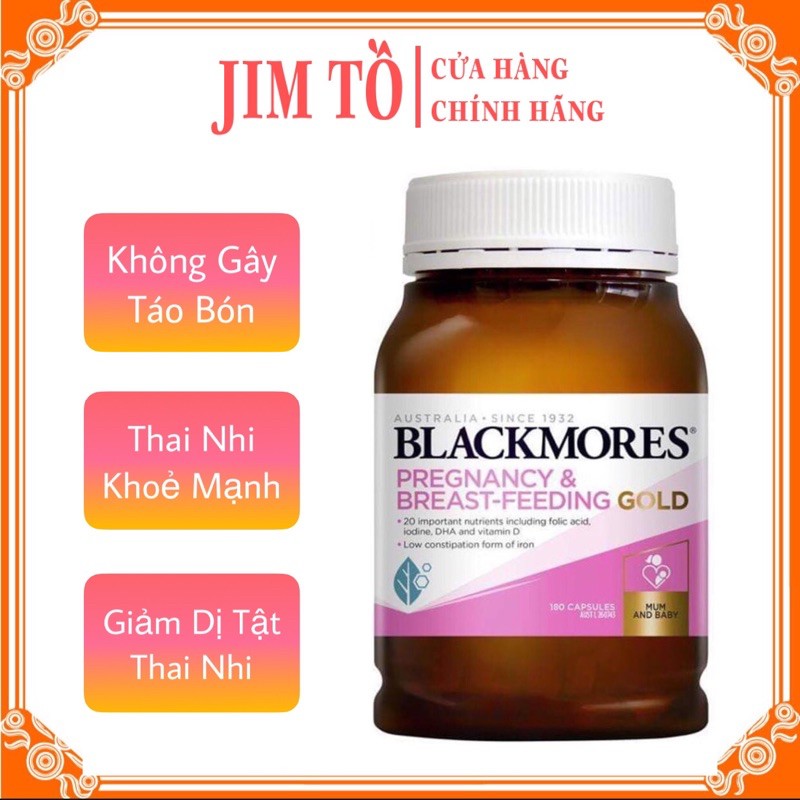 Vitamin tổng hợp cho bà bầu Blackmores, vitamin bầu Blackmores Pregnancy And Breast-Feeding Gold 180 viên shop Jim Tồ