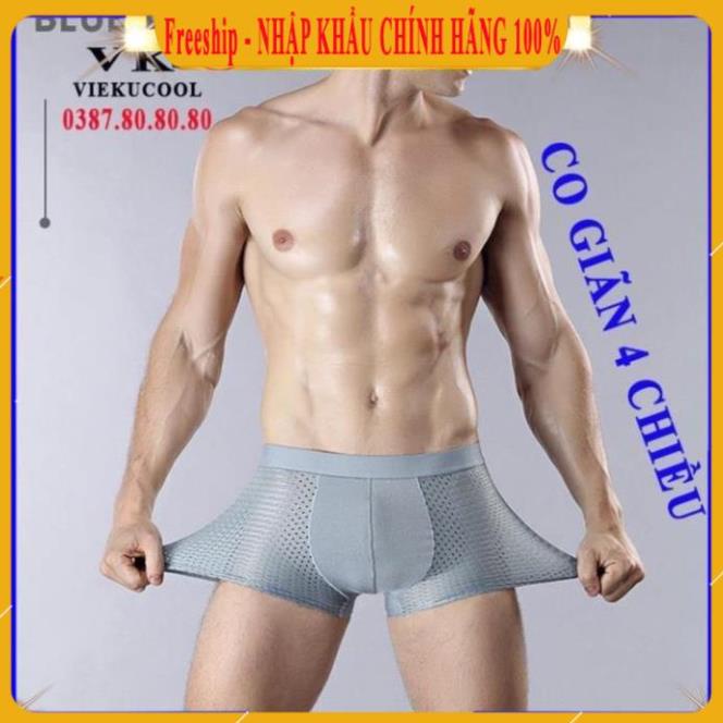 [BÁN LỖ XIN ĐÁNH GIÁ] Hộp 4 quần sịp nam đùi thun lạnh/ Quần lót nam cao cấp boxer co giãn thông hơi VK Viekucool