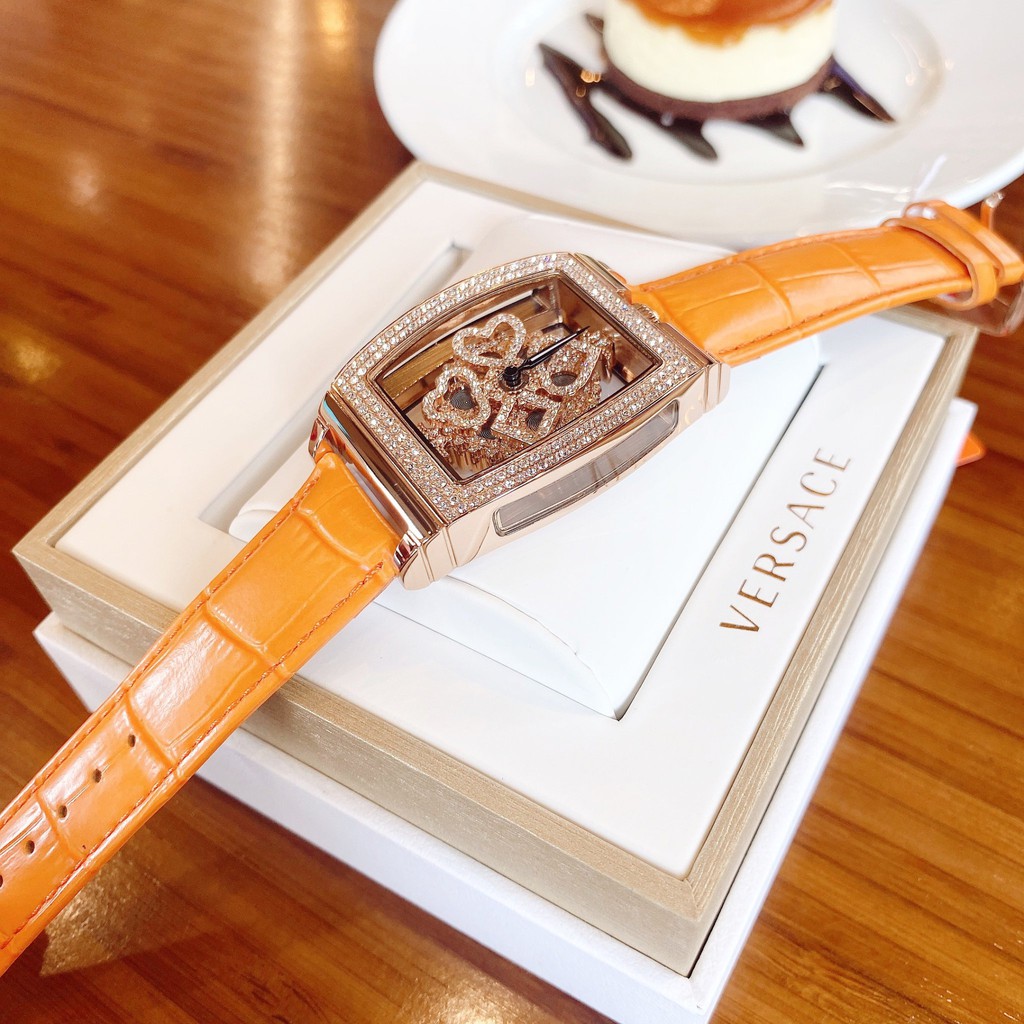 Đồng Hồ Davena Nữ Dây Da Cam D31326 38mm Rose Gold Chính Hãng