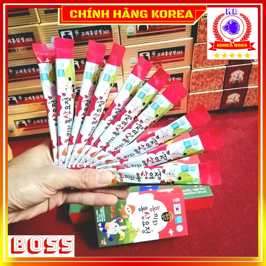 Hồng Sâm Trẻ Em Hàn Quốc, Nước Hồng Sâm Baby Hongki Hộp 30 gói, Korea Boss