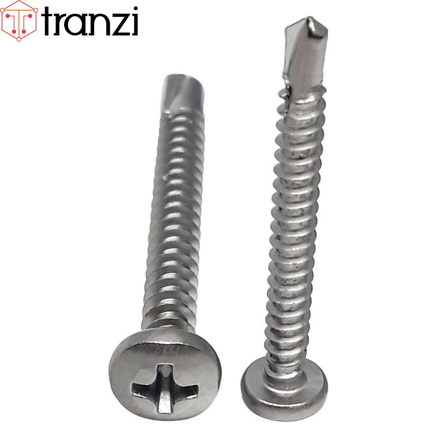 Vít tự khoan bake đầu cầu inox 304 ST4,2x38 - túi 50 cái