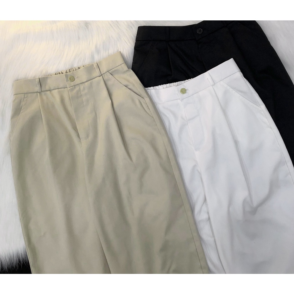 Quần Dài Nữ Ống Rộng Xếp Ly LOSI Vải Kaki Phong Cách Ulzzang – Tuni Store