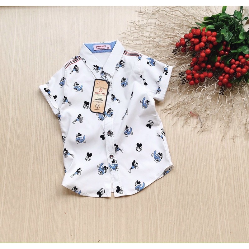 Áo sơ mi thun bé trai in mickey ( size đại)