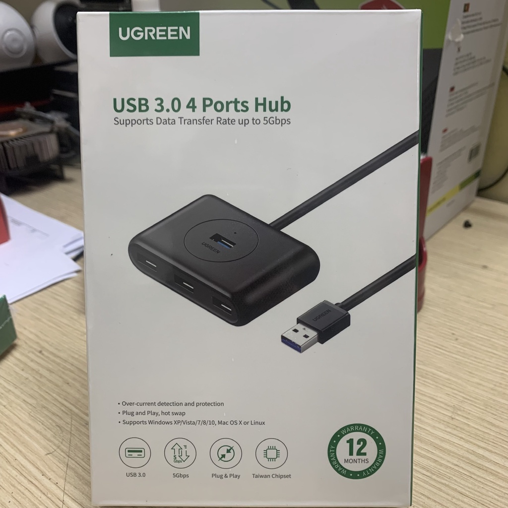 Bộ chia USB 4 cổng 3.0, Hub USB 3.0 Ugreen 20291 dài 1m/ tốc 5Gbps/ BH 18 tháng