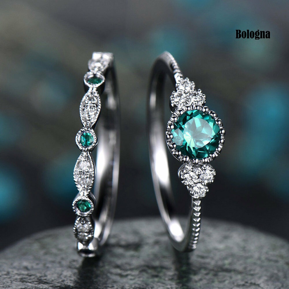 Set 2 Nhẫn Đính Đá Thời Trang Dành Cho Nữ