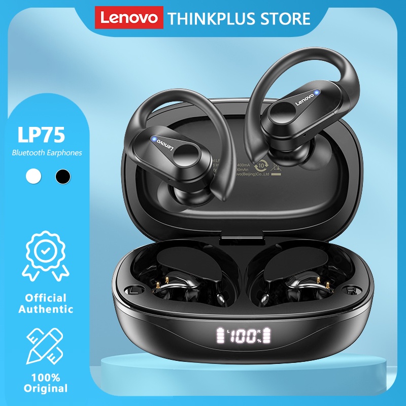 Tai nghe bluetooth Lenovo lp75 không dây âm thanh stereo hd không thấm nước giảm tiếng ồn 400mah bluetooth 5.3