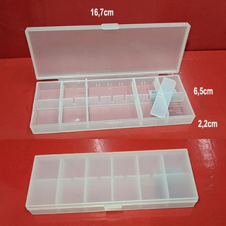 Hộp nhựa nhiều ngăn, hộp nhựa nhỏ 12 ngăn, vách tháo rời, nắp khóa cài, móc treo. 16,7x6,5x2,2cm. LTZ417