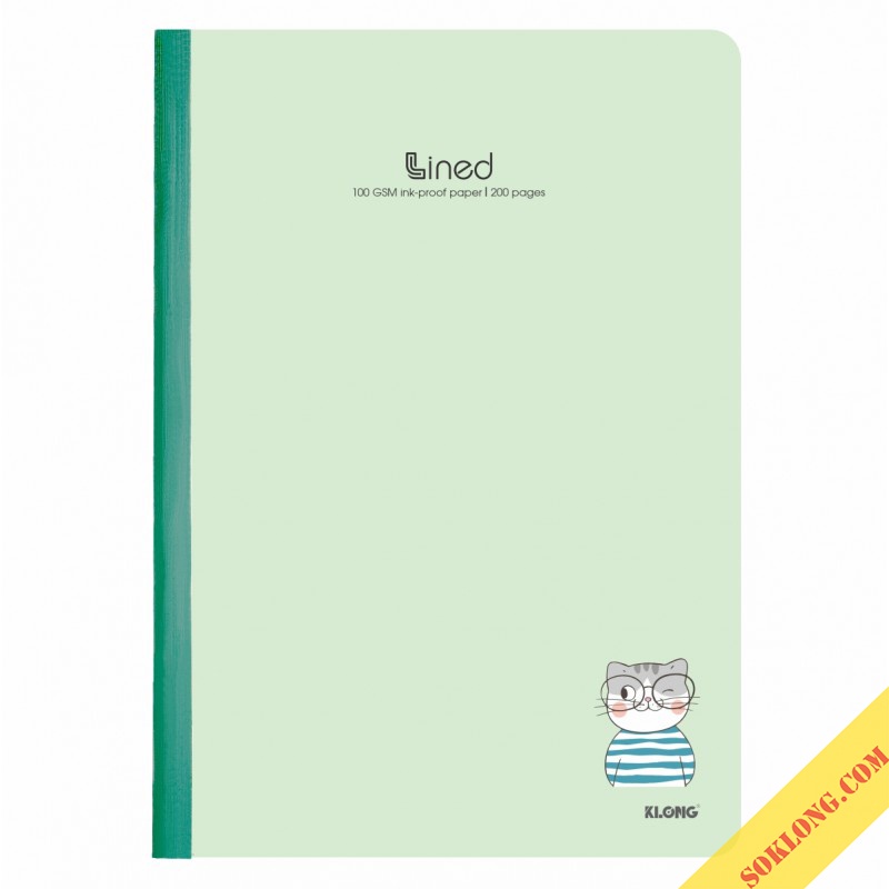 Vở Klong A4 200 trang may dán gáy Lined VPPKLONG, tập sổ Klong MS 848 giấy 100gsm bìa dễ thương cute