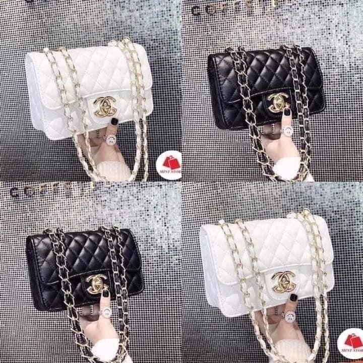 Túi đeo vai, đeo chéo nữ dây xích phối ô trám siêu sang chảnh