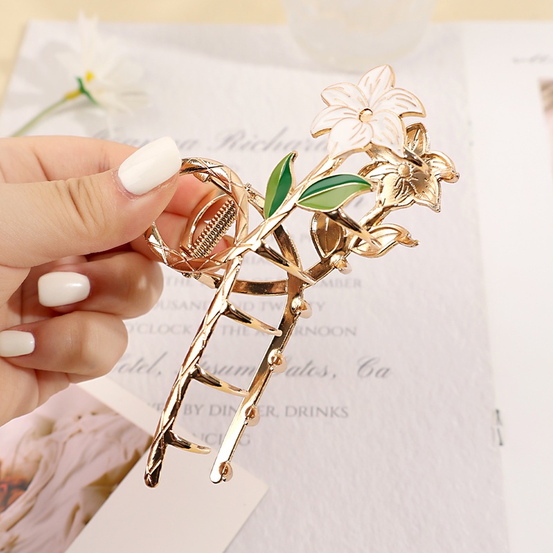 Kẹp Tóc Kim Loại Hình Hoa lily Màu Vàng Thời Trang Cho Nữ
