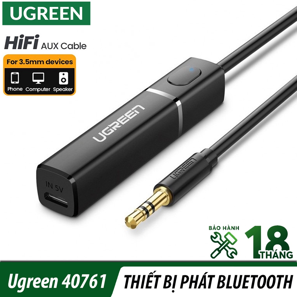 Thiết Bị Phát Bluetooth Cáp AUX 3.5mm Cao Cấp, UGREEN 40761 Chính Hãng