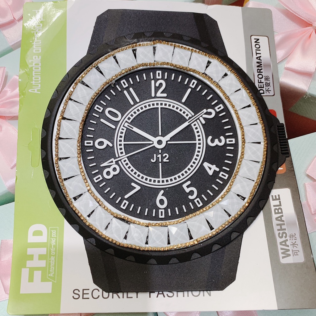 Đế Chống Trượt Để Tượng Phật Trên Ô Tô Hình Đồng Hồ Viền Đính Đá Cao Cấp