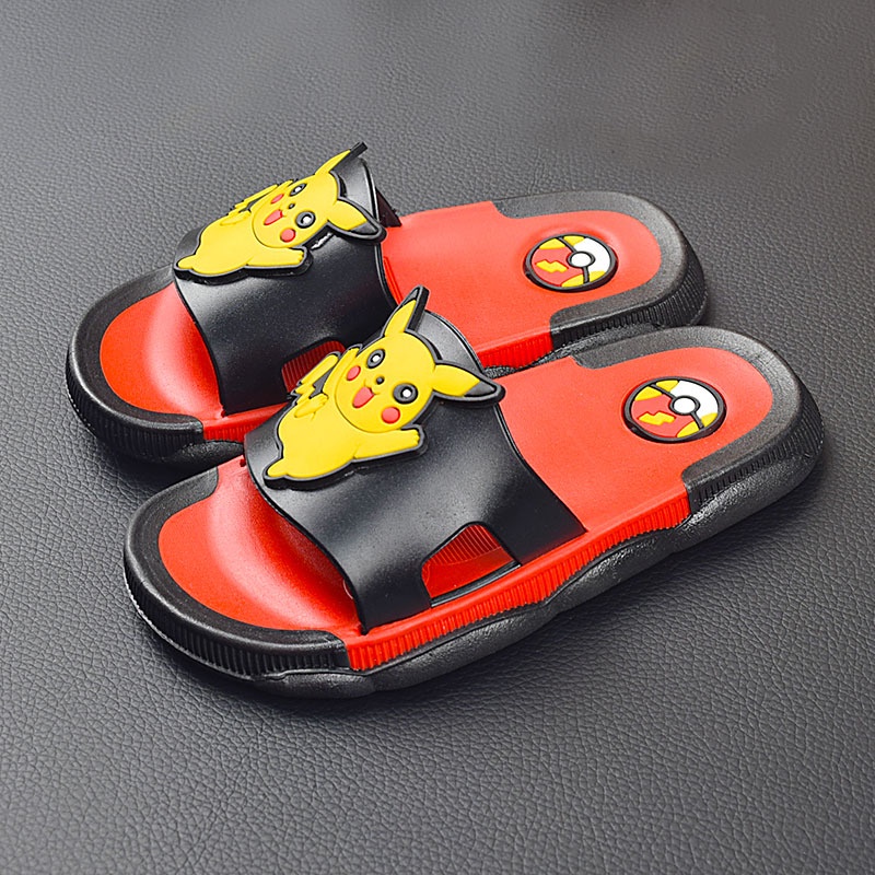 Dép Đi Trong Nhà Đế Mềm Chống Trượt Thoáng Khí In Hình Pikachu Dễ Thương Cho Bé