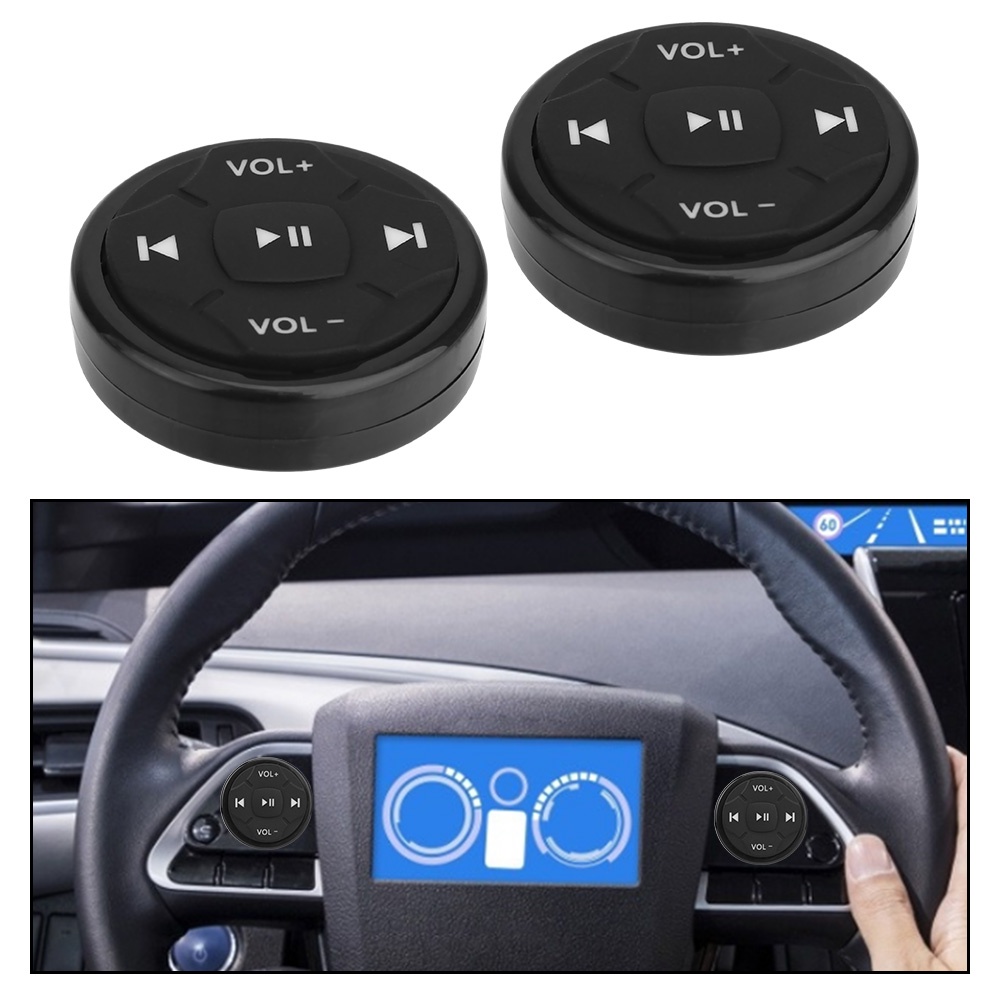 Nút Bấm Điều Khiển Âm Lượng Không Dây Bluetooth Gắn Vô Lăng Xe Hơi 5 Phím Cho Android IOS