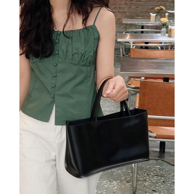 Nimi - Áo hai dây mảnh xếp ly ngực và 1 hàng cúc Luna lace slip blouse