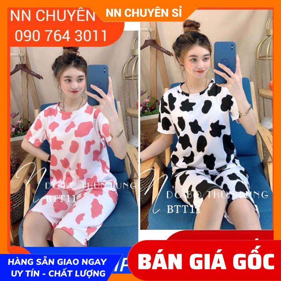 Đồ bộ nữ bò sữa Đồ bộ mặc nhà quần lửng Chất vải thun mềm mịn họa tiết cực xinh BTT thun lửng tổng hợp