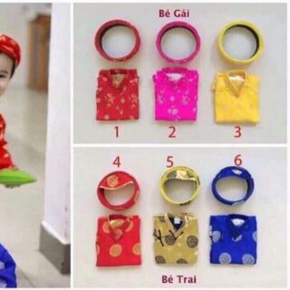 Bộ áo dài khăn xếp diện Tết cho bé