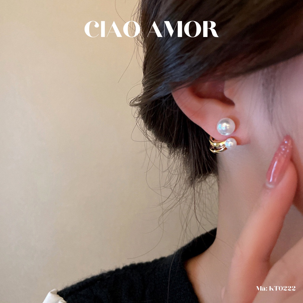 KT0222-Khuyên tai nữ, Hoa tai bạc 925 vòng sau đính ngọc trên Trang sức Ciao Amor