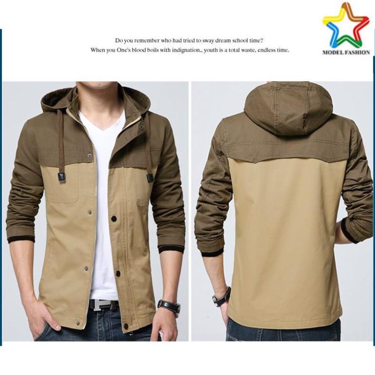 ÁO KHOÁC KAKI NAM 2 LỚP CÓ NÓN CAO CẤP AKK15-KEM ĐẤT ❤️FREESHIP❤️