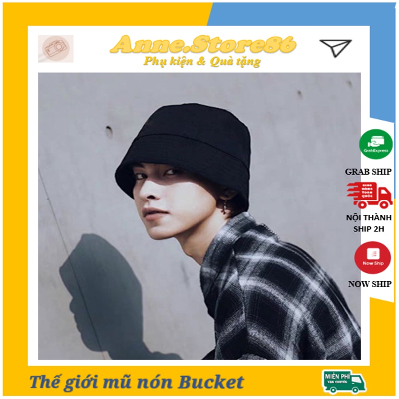 Mũ Nón bucket, tai bèo vành cụp form unisex nam nữ phong cách ulzang màu đen  - N22