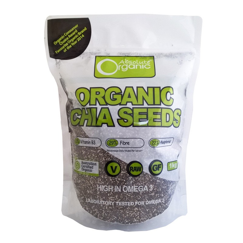 Hạt chia Absolute Organic Úc Chia Seeds (trắng) – 1kg (10m+)