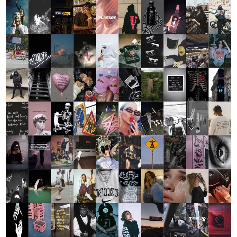 Đen grunge album ảnh dán tường trang trí decor phòng ngủ- góc chill cực chất