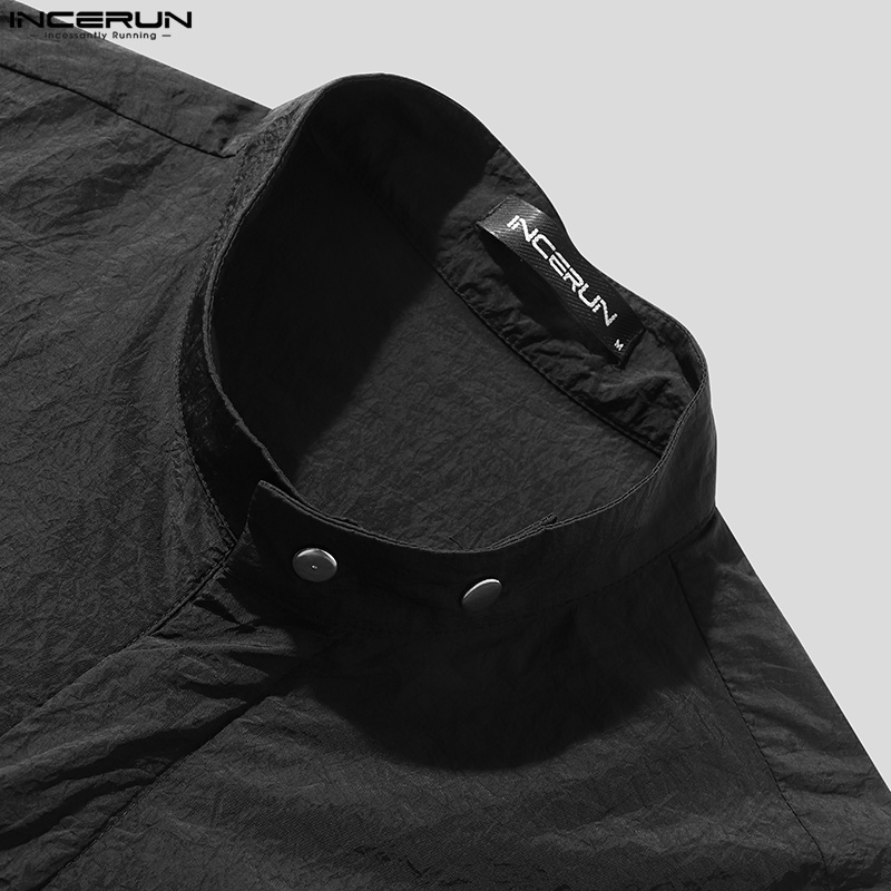 Áo khoác sát nách Incerun dáng rộng cổ cao phối dây rút thời trang cho nam