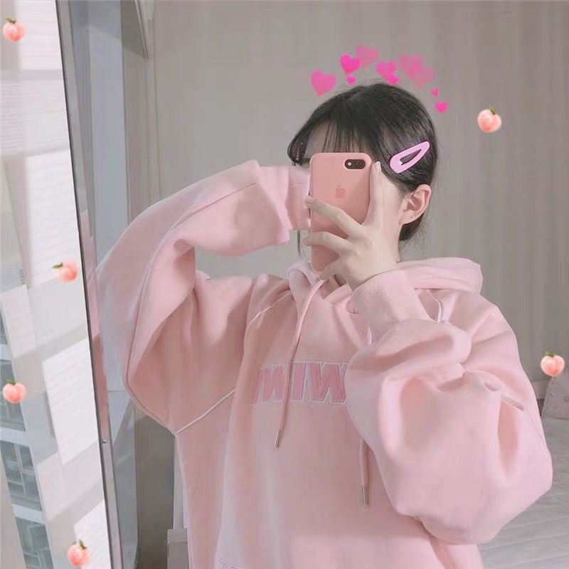 (sẵn hồng xl) ÁO HOODIE NỈ BÔNG ULZZANG QUẢNG CHÂU XINH XẮN KÈM HÌNH THẬT