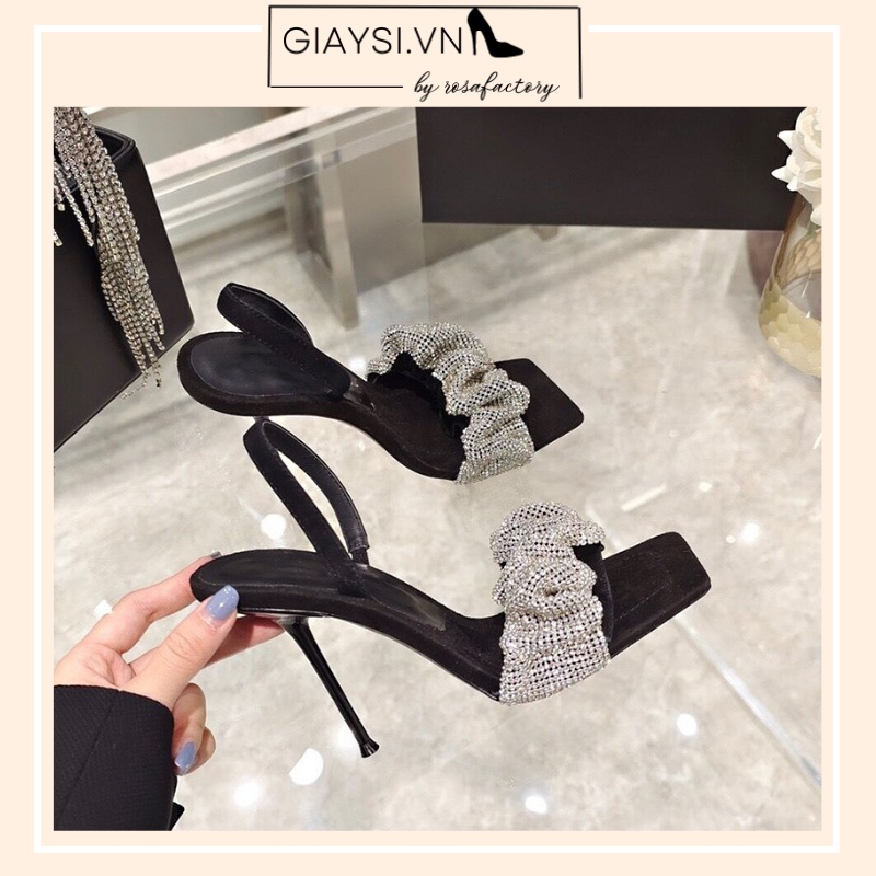 Giày Cao Gót Quai Nhún Đính Đá Sang Chảnh Cao 9P Mẫu Mới cg-0604