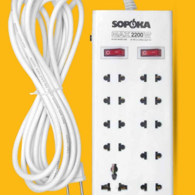 Ổ Cắm Điện 10 Lỗ SOPOKA 2M, 4M, 6M