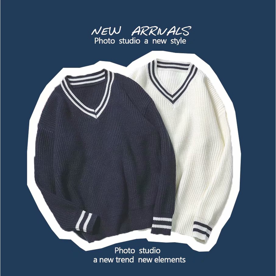 Áo sweater cổ chữ v thời trang hàn quốc dành cho nam và nữ