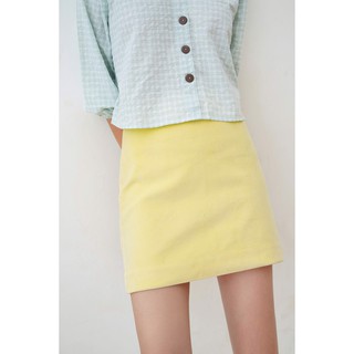 LIBÉ - Chân váy vải nhung tăm màu vàng