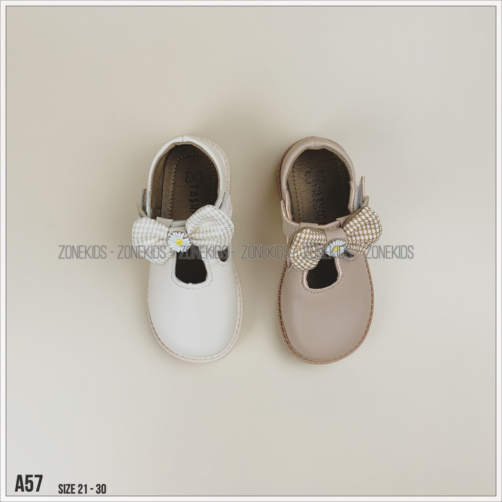 Giày búp bê phối nơ họa tiết cho bé gái Zonekids - A57