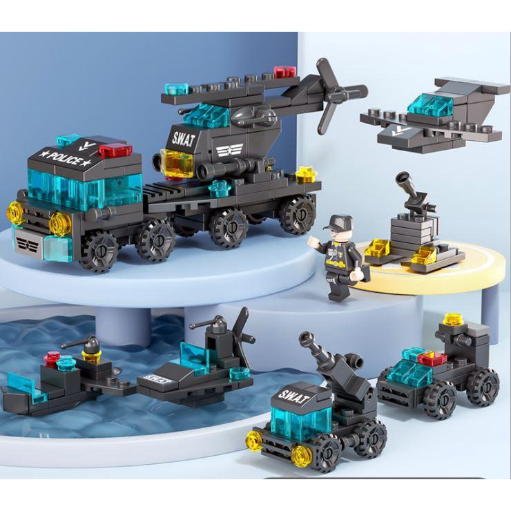 Bộ đồ chơi xếp hình Lego Xe cảnh sát , cứu thương , cần cẩu, đồ chơi Lego cho bé 145 chi tiết
