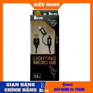 Dây cáp sạc Bewo X2,gồm 2 đầu Micro usb, Lightning bọc dù cao cấp 1m2,sạc nhanh