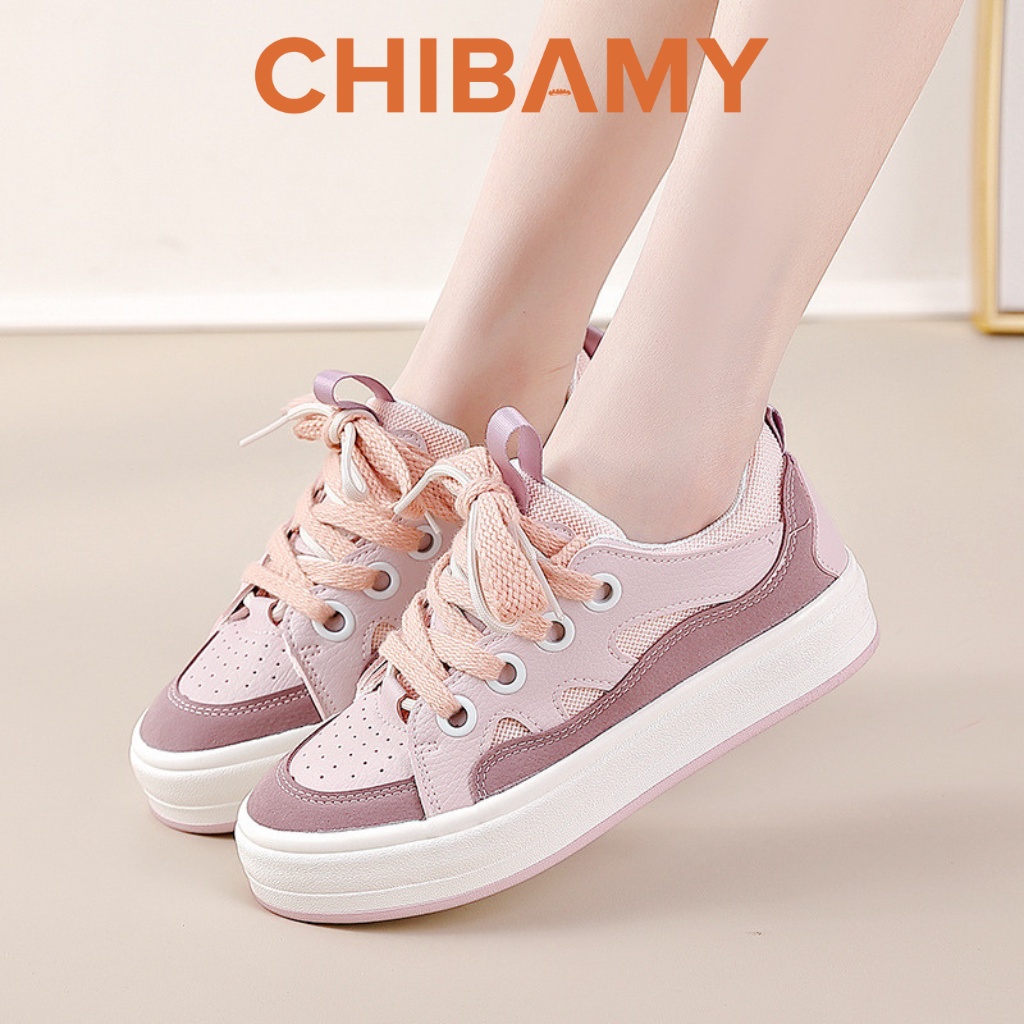 Giày thể thao nữ đế bằng WARRIOR, Giày Sneaker nữ CHIBAMY đế bánh mì dáng basic cao 3 phân