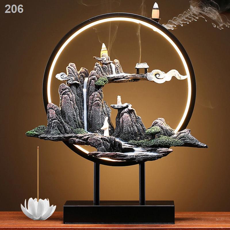 [HPT]Phong cách Trung Quốc dòng chảy ngược lư hương ngọn núi cao nước chảy gốm sứ đèn Zen đồ trang trí nhà phòng khách h