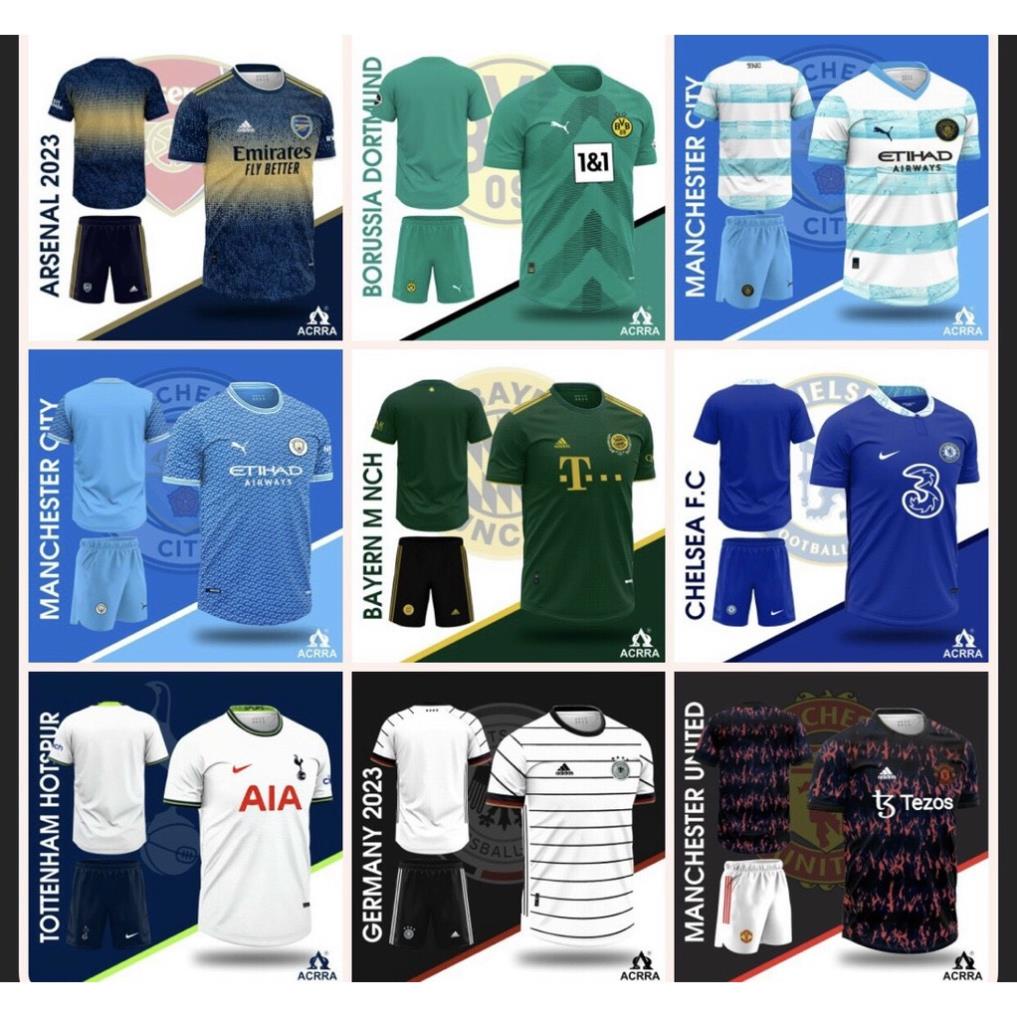 Áo CLB,Bộ bóng đá CLB thun lạnh mẫu mới nhất 2022/23 Mancity, MU, Real Oneshop !