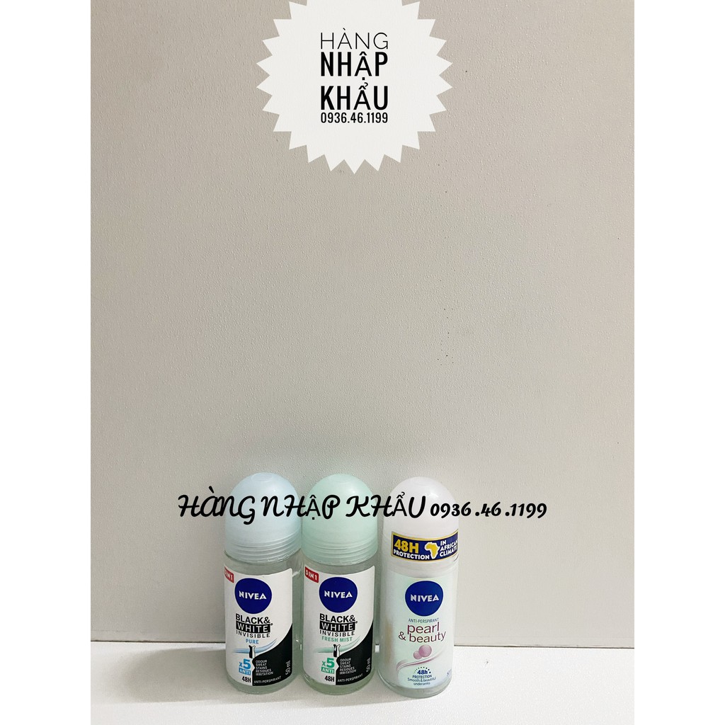 Chai thủy tinh Lăn nách khử mùi 48h Nivea nữ dạng nước 50ml Đức