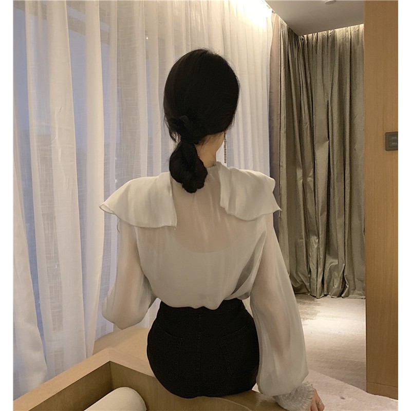 Áo sơmi vạt bèo hàn quốc- hàng cao cấp