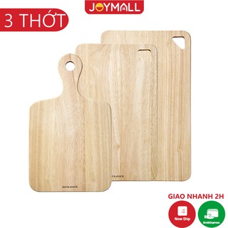 Bộ 3 Thớt Gỗ Cây Cao Su Lock&Lock LWC001S3 - 2 thớt hình chữ nhật + 1 thớt ping pong - Hàng Chính Hãng - JoyMall