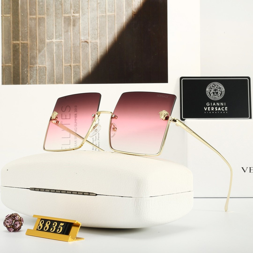 Versace 2021 Mới Thời trang Hàn Quốc Khung lớn Màu phim Kính râm Nam và Nữ Xu hướng Cặp đôi Đường phố Chụp Trăm Phù hợp Trang trí Thời trang Du lịch Kỳ nghỉ Chống tia cực tím Kính râm đi biển