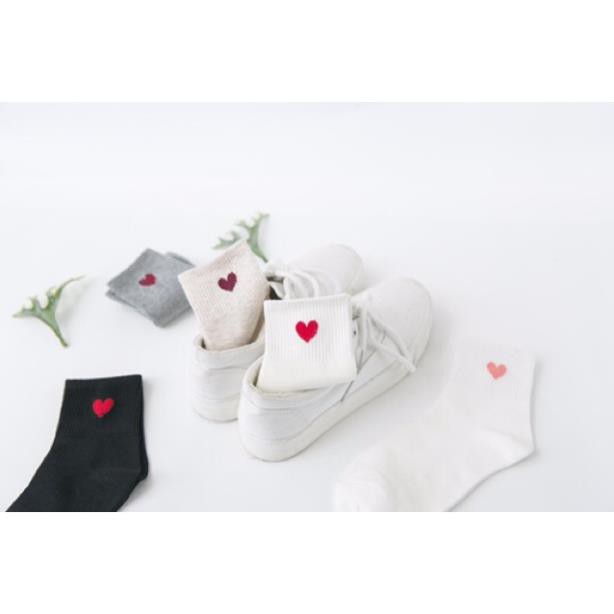 Tất Cao Cổ Tim Tất Tất Cotton Cổ Cao In Họa Tiết Tim Phong Cách Nhật Hàn Phong cách Ulzzang