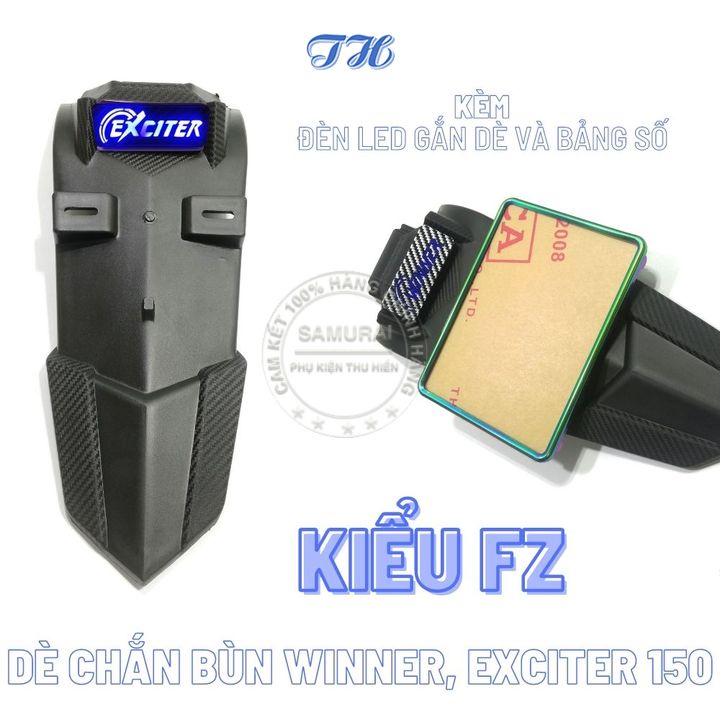 Dè chắn bùn sau xe exciter 150, winner kiểu fz kèm đèn led gắn dè và khung bảng số